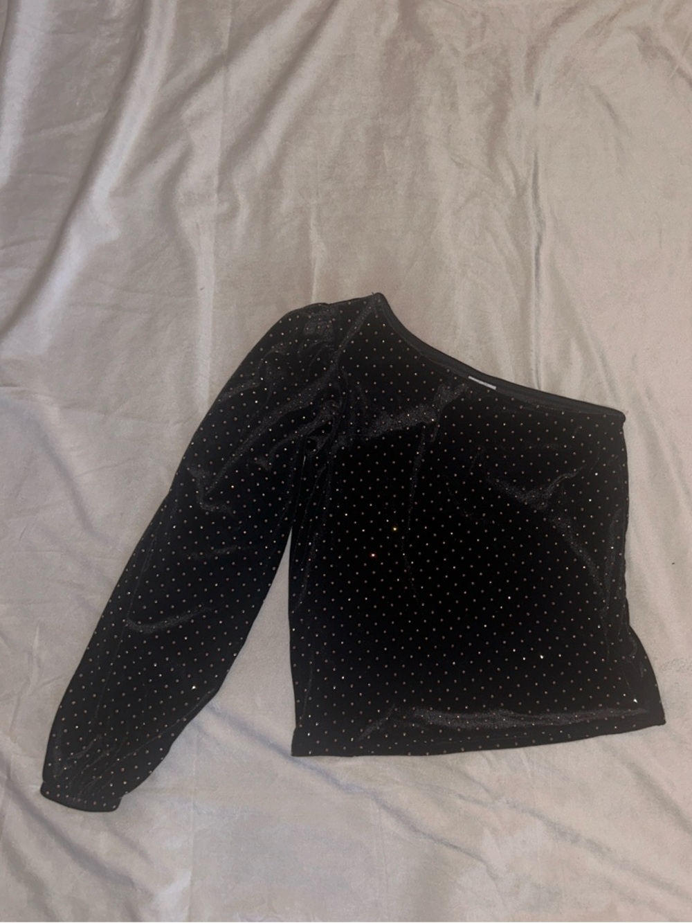 One-Shoulder Black Velvet sparkly shirt